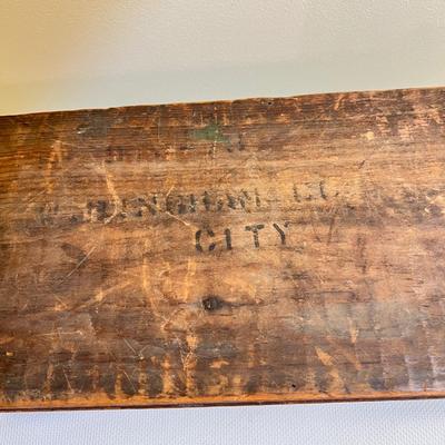 Antique Wood Box National Carpet Tacks WITH Contents