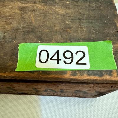 Antique Wood Box National Carpet Tacks WITH Contents