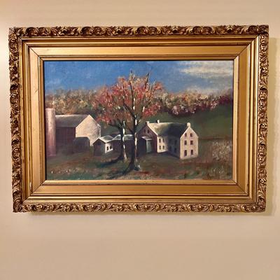 Vintage Original Signed Oil on Canvas Framed Art c. 1948
