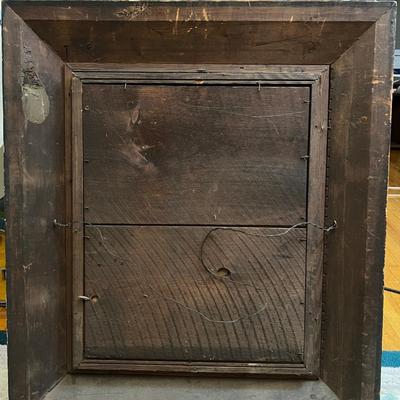 Lg. Antique Framed Portrait - Carved Wood Velvet 31"x27"