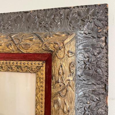 Lg. Antique Framed Portrait - Carved Wood Velvet 31"x27"