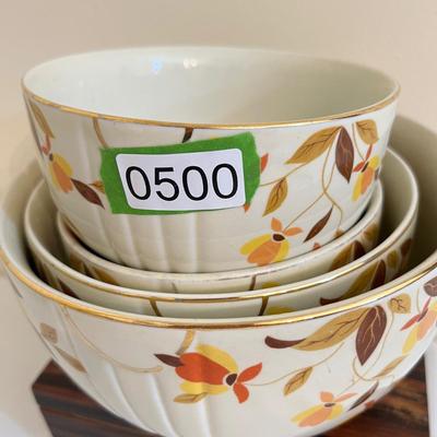 4 Halls Superior Jewel Tea Autumn Leaf Vintage Bowls - 3 Nesting + 1
