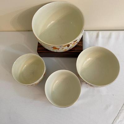 4 Halls Superior Jewel Tea Autumn Leaf Vintage Bowls - 3 Nesting + 1