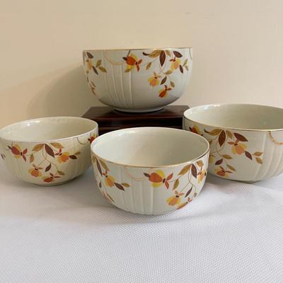 4 Halls Superior Jewel Tea Autumn Leaf Vintage Bowls - 3 Nesting + 1