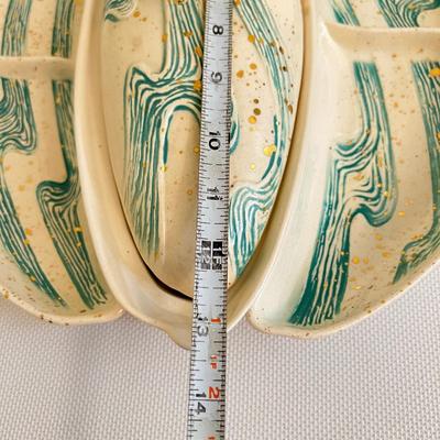 Vintage Bell Pottery Atomic 3 Piece Appetizer Serving Set