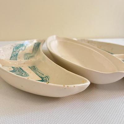 Vintage Bell Pottery Atomic 3 Piece Appetizer Serving Set