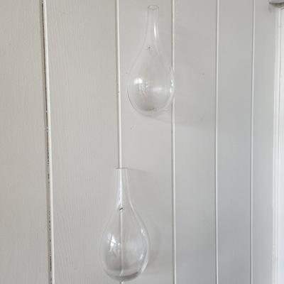Pair Clear Glass Teardrop Raindrop Wall Hanging Vases