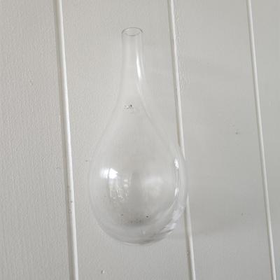 Pair Clear Glass Teardrop Raindrop Wall Hanging Vases