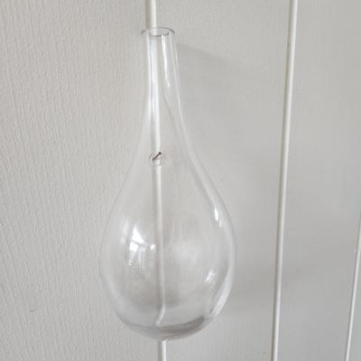 Pair Clear Glass Teardrop Raindrop Wall Hanging Vases