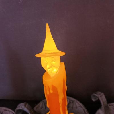 Lot of 4 Hallmark Halloween Flickering Candles Witch faces