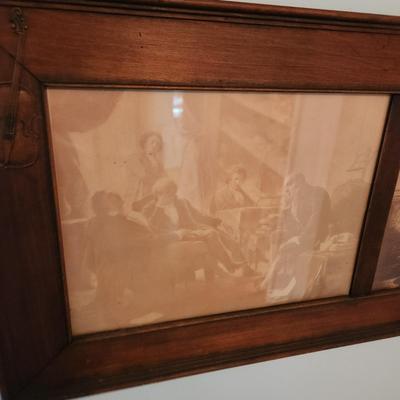 Vintage 3 Section Wood Picture Frame 37x14