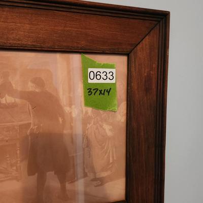 Vintage 3 Section Wood Picture Frame 37x14