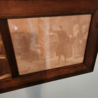 Vintage 3 Section Wood Picture Frame 37x14