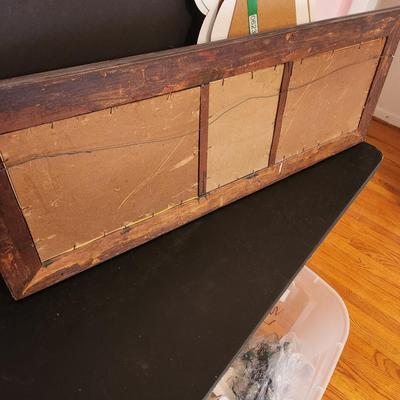 Vintage 3 Section Wood Picture Frame 37x14