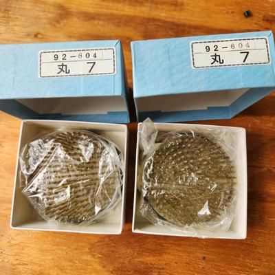 Pair Very Heavy Round Metal Spike Flower Frogs Japan