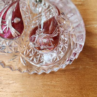 3 pieces Vintage Hofbauer Collection Ruby Red Crystal Bell, Vase, Cover Dish