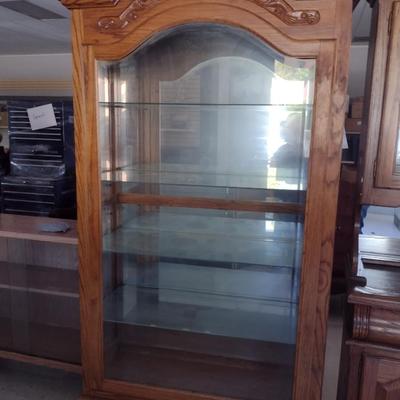 Lighted Wood and Glass Display Cabinet
