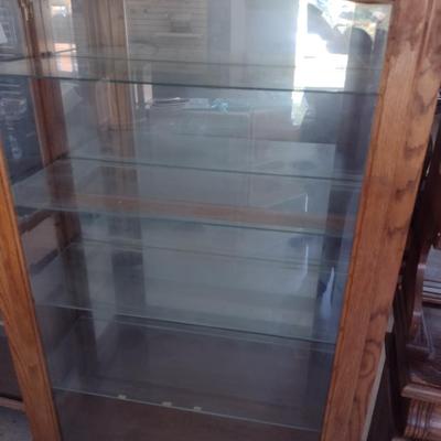 Lighted Wood and Glass Display Cabinet