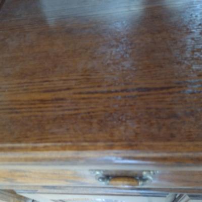 Wooden and Glass Sideboard with Storage Hutch Top