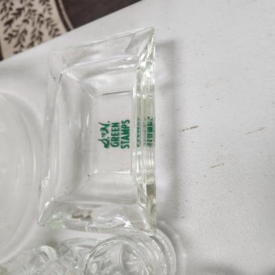 Large lot of Clear Glassware Hobnail Devil Eggs , S.H. Green Stamps , Bowls Vases