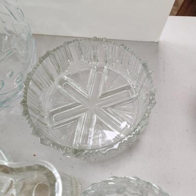 Large lot of Clear Glassware Hobnail Devil Eggs , S.H. Green Stamps , Bowls Vases