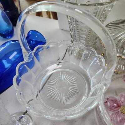 Large lot of Clear Glassware Hobnail Devil Eggs , S.H. Green Stamps , Bowls Vases