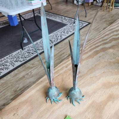 Pair Carnevale Copper Metal Onion Bulbs Bud Case