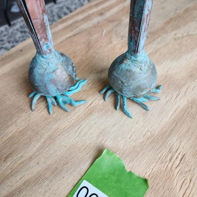 Pair Carnevale Copper Metal Onion Bulbs Bud Case