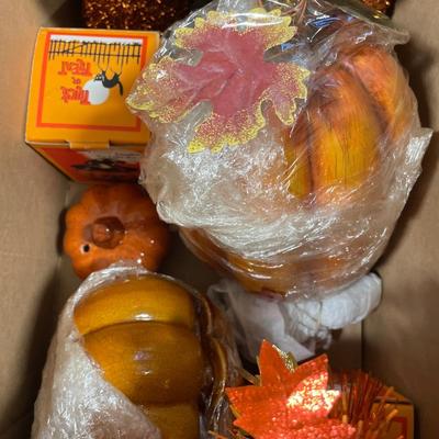 Large box of Halloween/fall decor