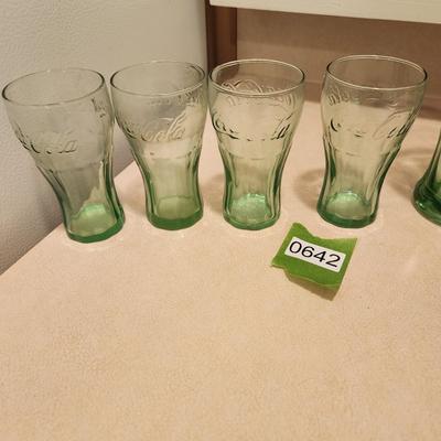 Green Coca-Cola Coke Glasses Libby