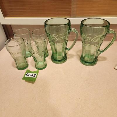Green Coca-Cola Coke Glasses Libby