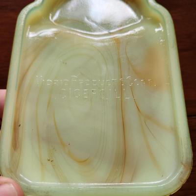 Vintage Uranium Slag Glass Ashtray Set Vidrio Products ILL.