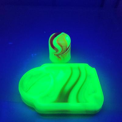 Vintage Uranium Slag Glass Ashtray Set Vidrio Products ILL.