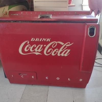 Vintage MCM Two Door Floor Model Coca-Cola Cooler (Cavalier Corporation)