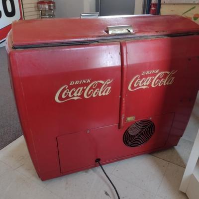 Vintage MCM Two Door Floor Model Coca-Cola Cooler (Cavalier Corporation)