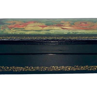 1999 Russian Troika Lacquered Box - Sleigh/Horses from the Lucy Maxym Collection