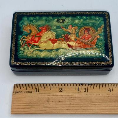 1999 Russian Troika Lacquered Box - Sleigh/Horses from the Lucy Maxym Collection