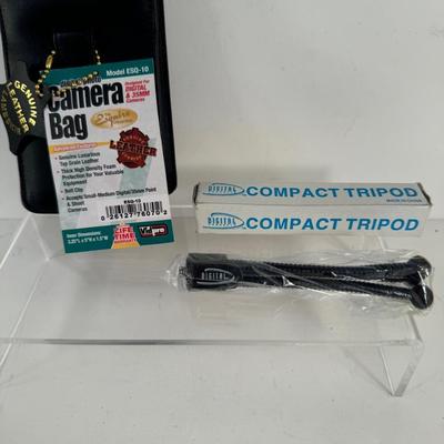 Lot 13. Lambskin Camera Bag and Compact Tripod