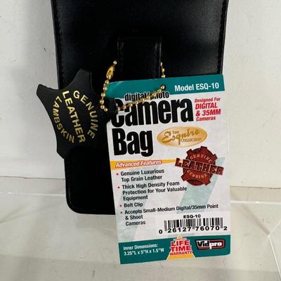 Lot 13. Lambskin Camera Bag and Compact Tripod