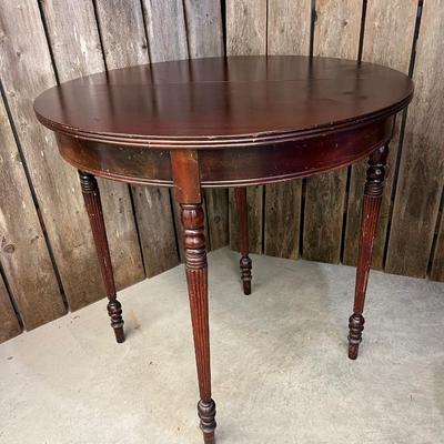 Louis Style Mahogany Full Moon Converts to Half Moon Side Table