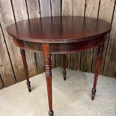 Louis Style Mahogany Full Moon Converts to Half Moon Side Table