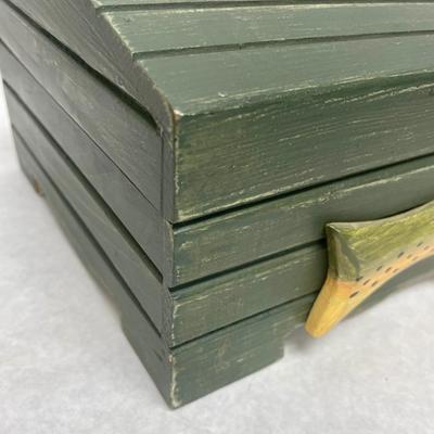 Wood Box with Carved Trout Decoration
