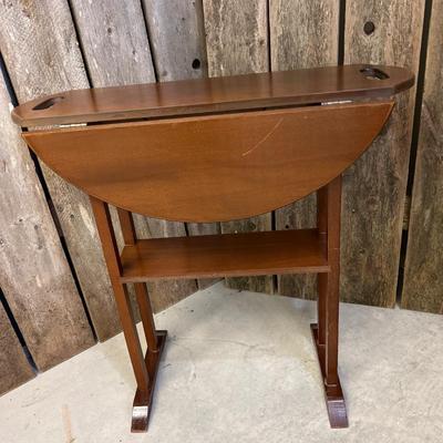 Small Vintage Drop Side Wood Table with Handles #1