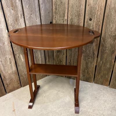 Small Vintage Drop Side Wood Table with Handles #1