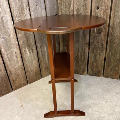 Small Vintage Drop Side Wood Table with Handles #1