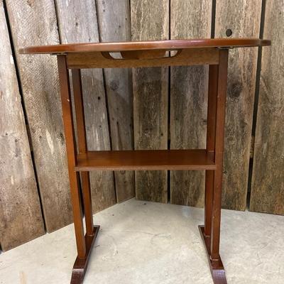 Small Vintage Drop Side Wood Table with Handles #1