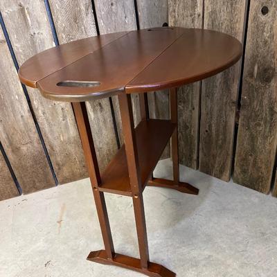 Small Vintage Drop Side Wood Table with Handles #1