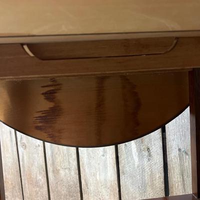 Small Vintage Drop Side Wood Table with Cut Out Handles #2