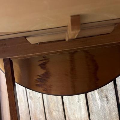 Small Vintage Drop Side Wood Table with Cut Out Handles #2
