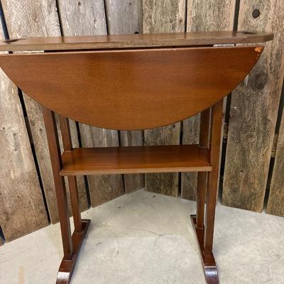 Small Vintage Drop Side Wood Table with Cut Out Handles #2